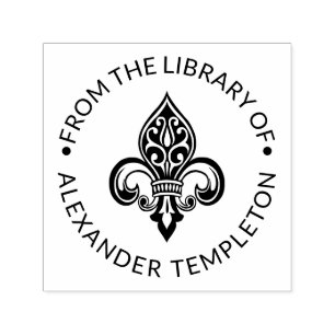 Tampon Auto-encreur Heraldic Fleur de Lis #26 Nom du livre de biblioth