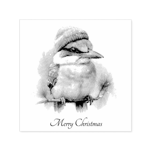 Tampon Auto-encreur Hiver Kookaburra voeux, personnalisé (Design)