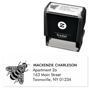 Tampon Auto-encreur Honey Bee Nom et adresse personnalisés