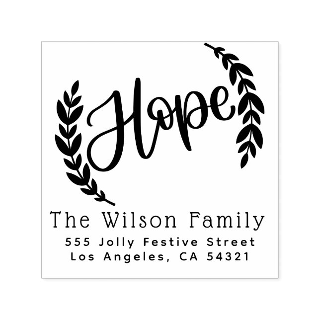 Tampon Auto-encreur Hope Christmas Nom de famille Retour Adresse (Design)