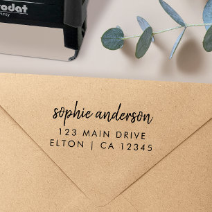 Tampon Auto-encreur Horodatage d'adresse de retour Moderne minimal aut