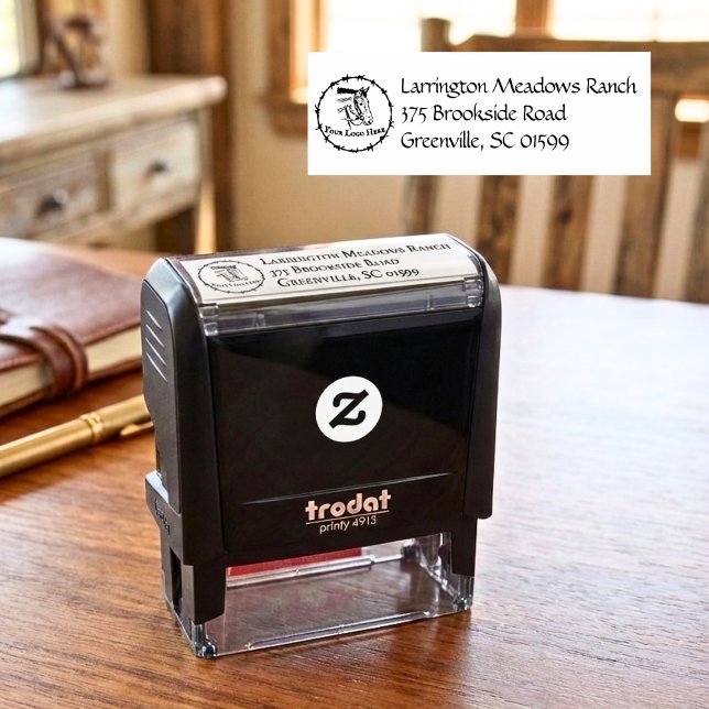 Tampon Auto-encreur Horse Ranch Business Personnalisez avec votre logo (Créateur téléchargé)
