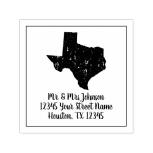 Tampon Auto-encreur icône d'état Texas vintage adresse de retour perso
