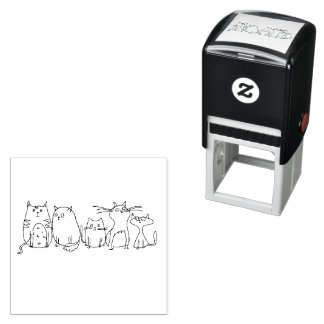Tampon Auto-encreur Illustration de dessin artistique de la chat gang 