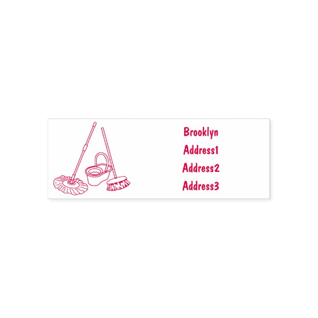 Tampon Auto-encreur Illustration de la bande dessinée Broom & mop (Design)