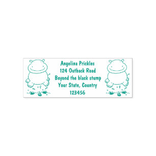 Tampon Auto-encreur Illustration de saut en hippo mignon