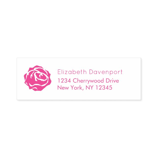 Tampon Auto-encreur Illustration Rose avec police en gras (Design)
