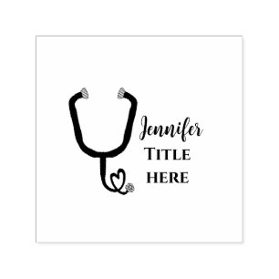 Tampon Auto-encreur Infirmière médecin rouge plus stéthoscope ajouter