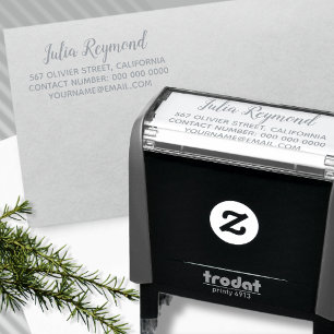Tampon Auto-encreur informations d'adresse simples et propres gris (fa