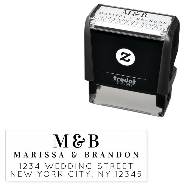 Tampon Auto-encreur Initiales de Monogramme Mariage Couple Personnalis (En situation)