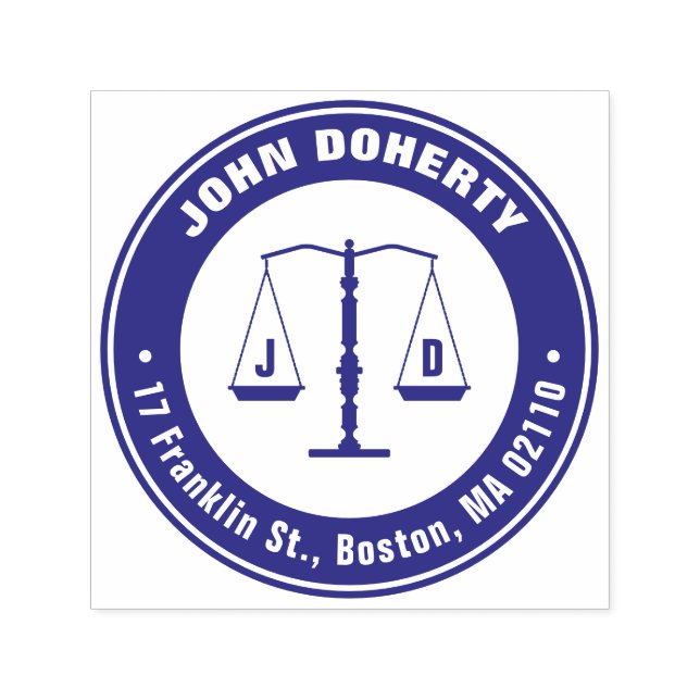 Tampon Auto-encreur Initiales échelles de justice | Adresse de retour  (Design)