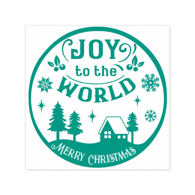 Tampon Auto-encreur Joie au paysage de Noël mondial (Design)