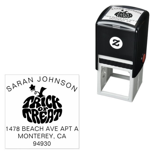 Tampon Auto-encreur Joli Bac Ou Traiter Citrouille Halloween (En situation)