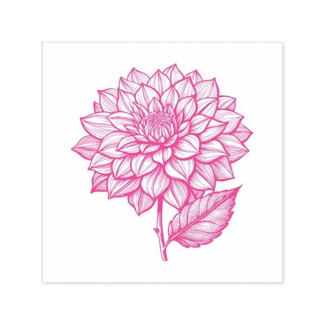 Tampon Auto-encreur Joli Dahlia Bloom Line Botanique Art (Design)