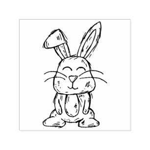 Tampon Auto-encreur Joli lapin lapin dessin personnage Art