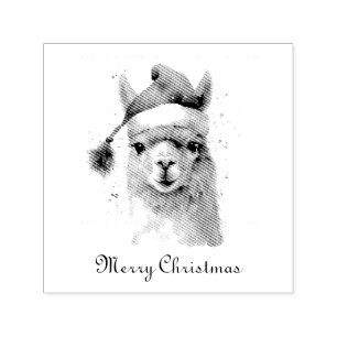 Tampon Auto-encreur Joli Noël Alpaca, coutume