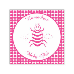 Tampon Auto-encreur Jolie fille rose bébé Bee personnalisée