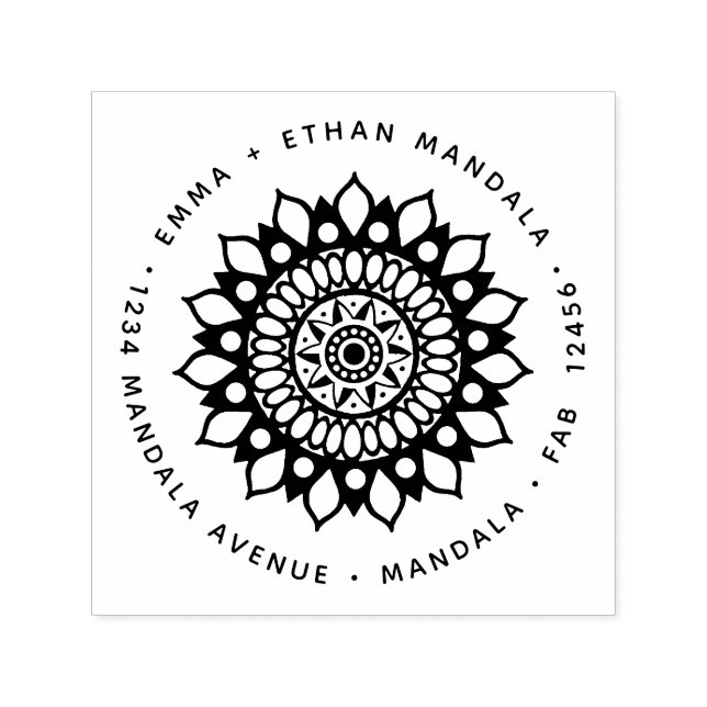 Tampon Auto-encreur Jolie florale ronde Mandala Universe Flower (Design)