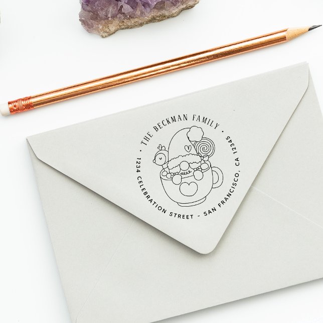 Tampon Auto-encreur Jolie Noël Gnome Holiday Adresse de retour (Cute Christmas Gnome Holiday Return Address Self-inking Stamp)