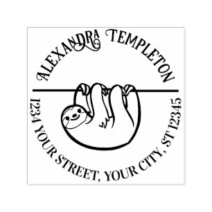 Tampon Auto-encreur Jolie paresseuse suspendue Nom Adresse de Retour