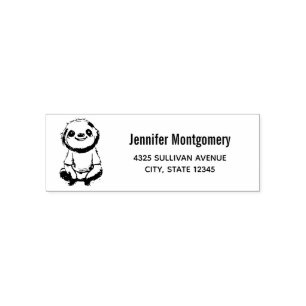 Tampon Auto-encreur Jolie Sloth souriante portant une adresse de chemi