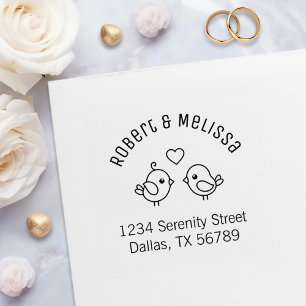 Tampon Auto-encreur Jote Cartoon Lovebirds Couple Arch Adresse