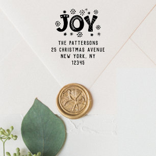 Tampon Auto-encreur JOY Christmas Retourner l'adresse Nom personnalisé