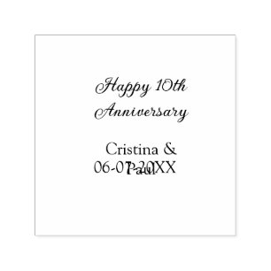 Tampon Auto-encreur Joyeux 10e anniversaire simple nom de mariage mini
