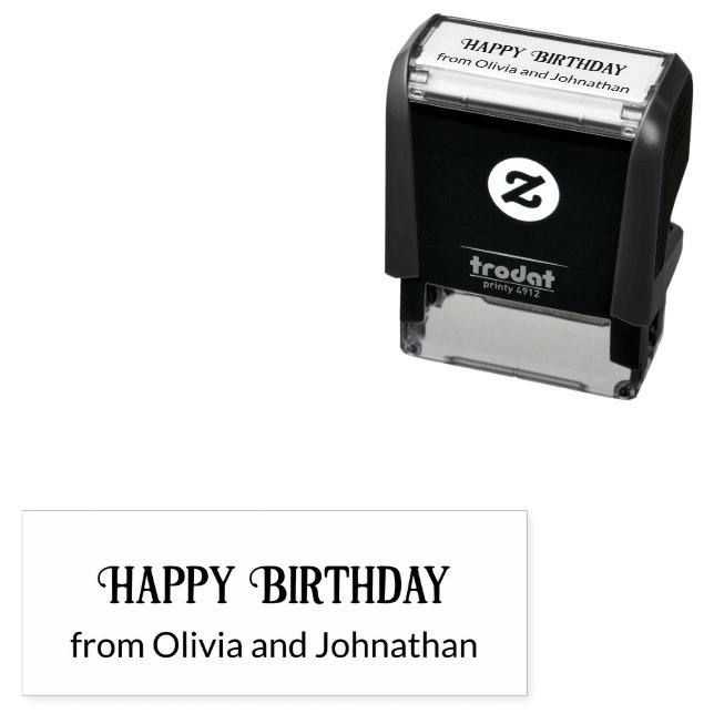 Tampon Auto-encreur Joyeux anniversaire avec de Noms Modèle (En situation)