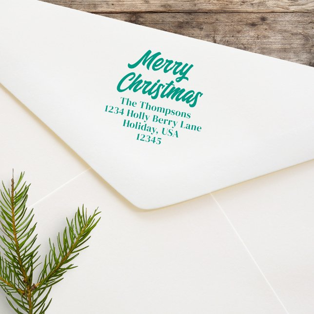 Tampon Auto-encreur Joyeux Noël Adresse de retour personnalisée (Merry Christmas Holiday Return address stamp. )