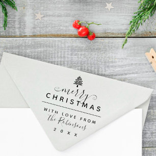 Tampon Auto-encreur Joyeux Noël avec amour   Étiquette cadeau de scrip