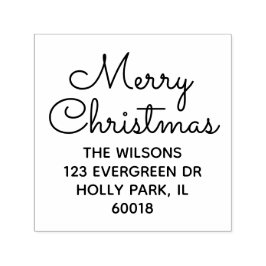 Tampon Auto-encreur Joyeux Noël Chic Simple Script Retourner Adresse