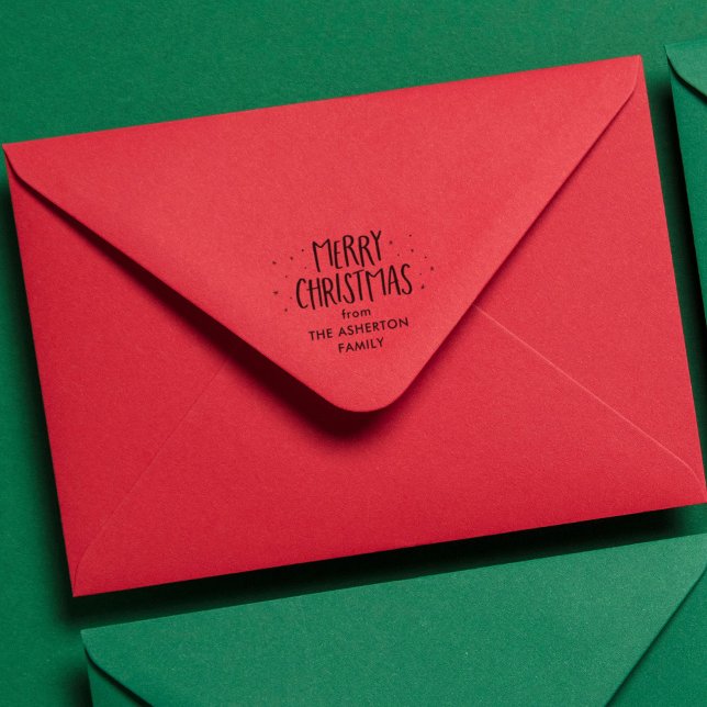 Tampon Auto-encreur Joyeux Noël mignon points simples étoiles vacances (Créateur téléchargé)