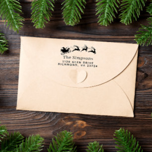 Tampon Auto-encreur Joyeux Noël Père Noël Reindeer Adresse de retour