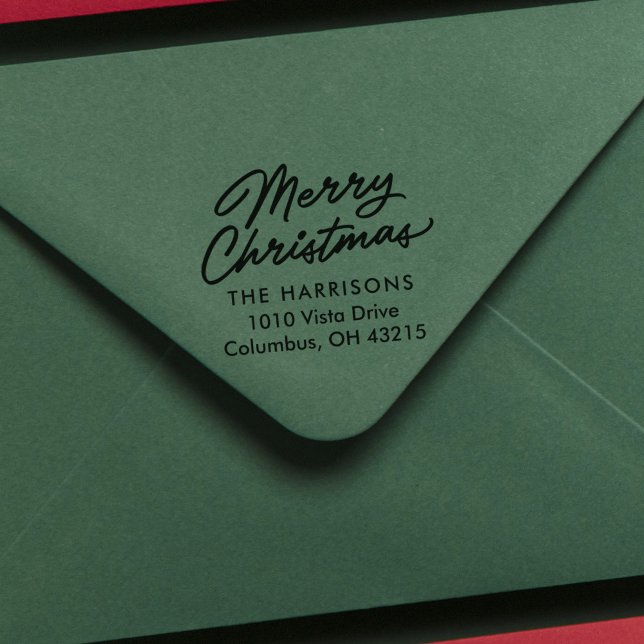 Tampon Auto-encreur Joyeux script de Noël adresse de retour (Créateur téléchargé)