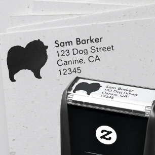 Tampon Auto-encreur Keeshond race de chien Silhouette Adresse de retou