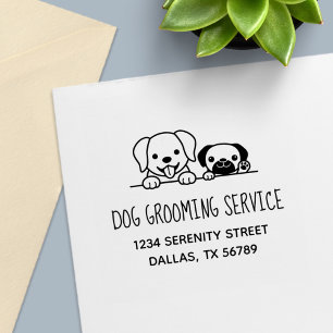 Tampon Auto-encreur Labrador et Carlin Chien Grooming Adresse de servi
