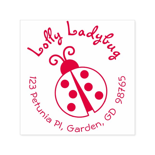 Tampon Auto-encreur Ladybug Adresse de retour Timbre Autonomie ronde (Design)