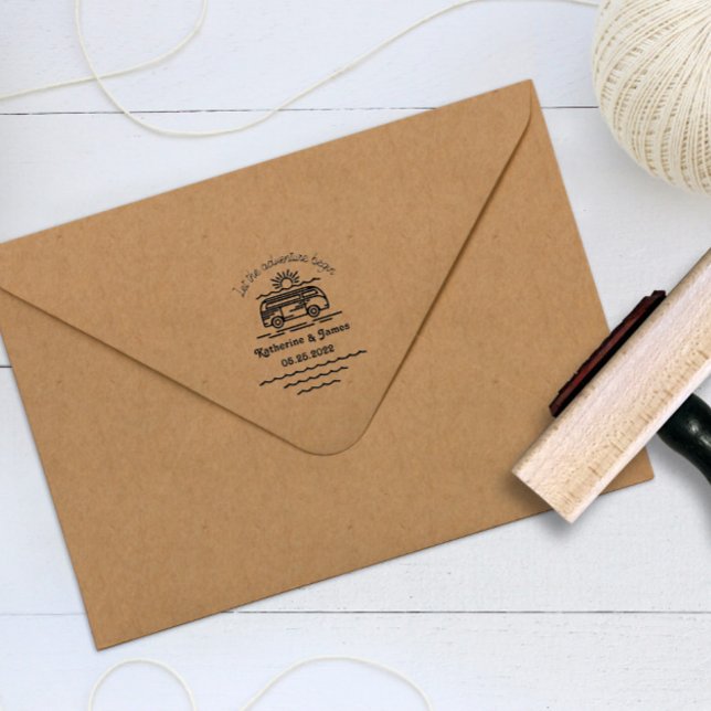 Tampon Auto-encreur Laisser L'Aventure Commencer Le Timbre En Caoutcho (Créateur téléchargé)