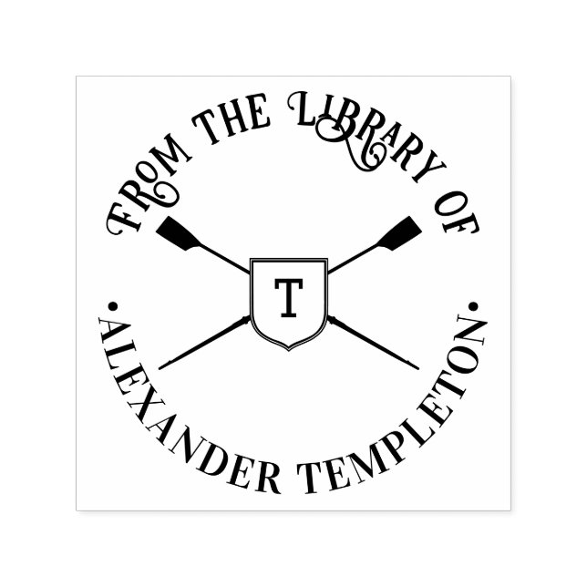 Tampon Auto-encreur Lames de remorquage croisées Monogramme Bibliothèq (Design)
