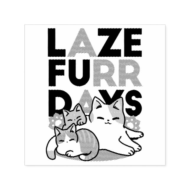 Tampon Auto-encreur Laze Furr Days - Cute Lazy Cats Design (Design)