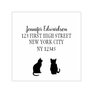 Tampon Auto-encreur Le chat moderne silhouette le manuscrit manuscrit