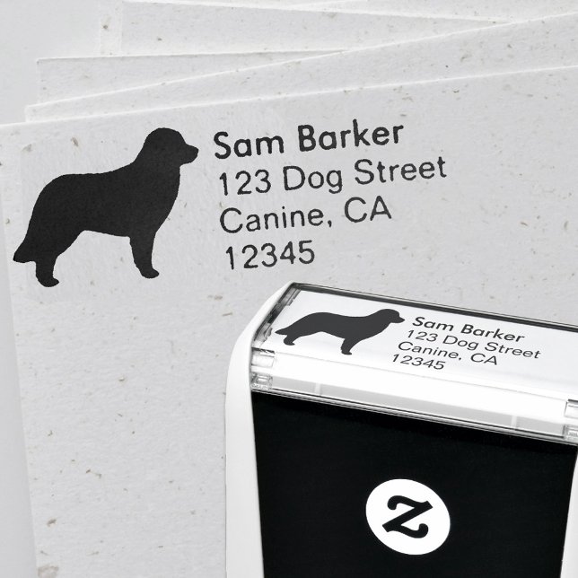 Tampon Auto-encreur Leonberger Chien race Silhouette Adresse de retour (Créateur téléchargé)