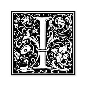 Tampon Auto-encreur Lettre I Art nouveau Carrelage noir et blanc