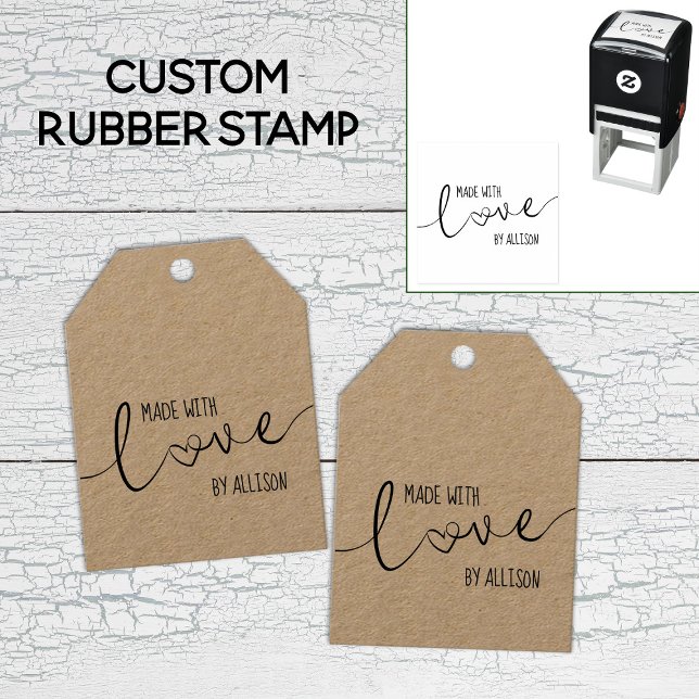 Tampon Auto-encreur Lettres De Script Personnalisées Fabriquées Avec A (Personalized Script Lettering Made With Love 💕 Self-inking Stamp -- Customize Yours On Screen Now!
)