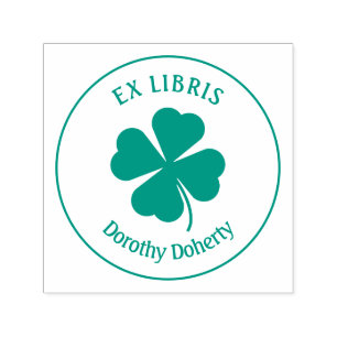 Tampon Auto-encreur Libris ex avec le trèfle   Personalizable