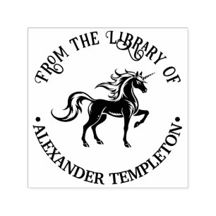 Tampon Auto-encreur Licorne mythique silhouette #2 nom de livre de bib