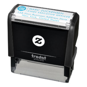 Tampon Auto-encreur LIGHT BLUE INK Logo Adresse de retour