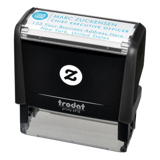 Tampon Auto-encreur LIGHT BLUE INK Logo Adresse de retour (Produit)