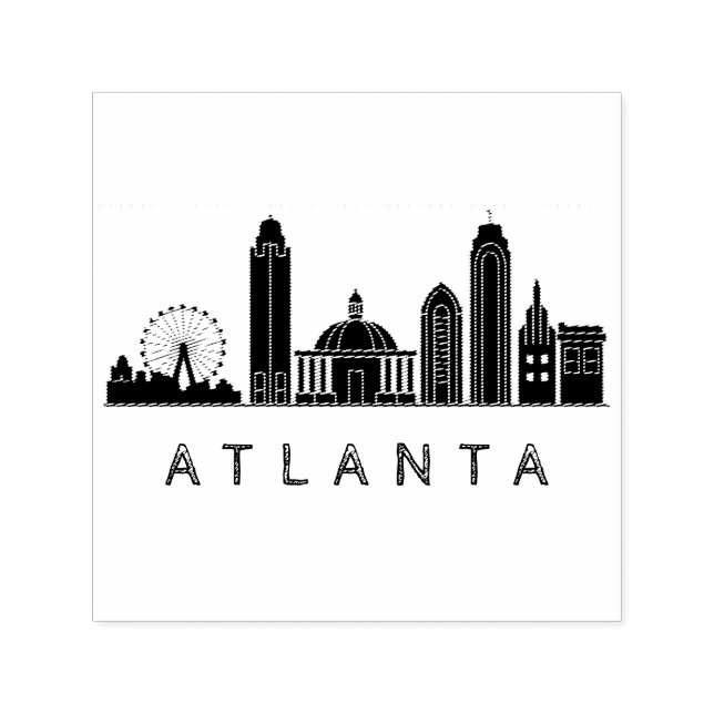 Tampon Auto-encreur Ligne aérienne stylisée moderne Atlanta Georgia (Design)